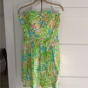 Lilly Pulitzer Strapless Dress in Lime, Aqua & Pink Floral